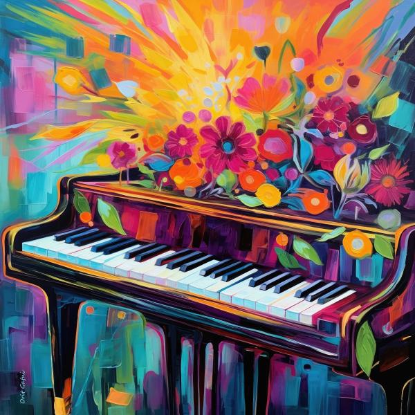 מנגינה פסיכדלית – אורית גפני | תמונה לסלון בסגנון מודרני