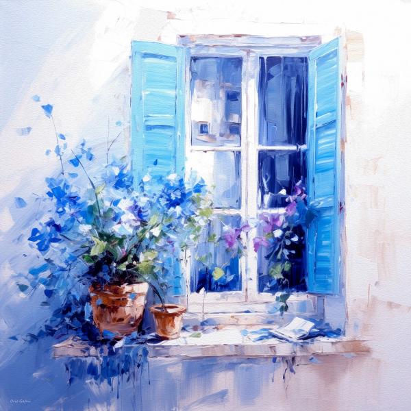 בוקר רומנטי – אורית גפני | תמונה לסלון בסגנון מודרני