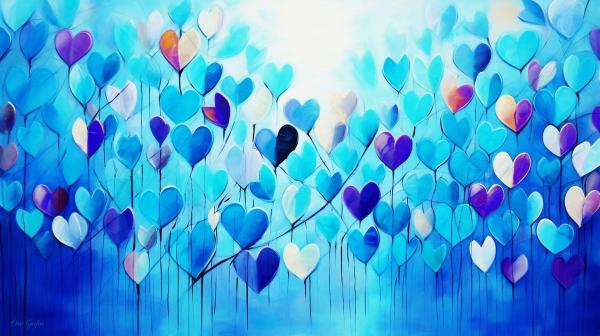 פריחת הלבבות – אורית גפני | תמונה לסלון בסגנון מודרני