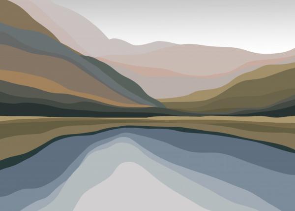 נוף אבסטרקטי – ענת בן אלי | תמונה לסלון בסגנון מודרני