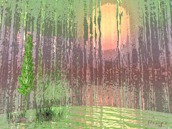 Daybreak in the forest – רעיה גרינברג | תמונה לסלון בסגנון מופשט