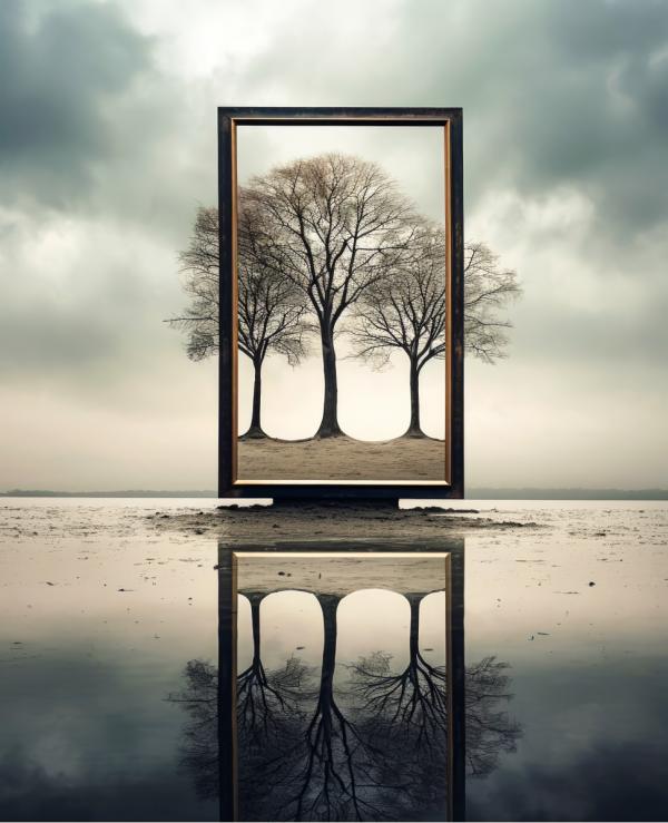 עץ ממוסגר – יניב גרינברג | תמונה לסלון בסגנון מודרני