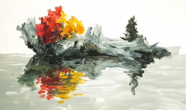 פרחים צפים – יניב גרינברג | תמונה לסלון בסגנון מודרני