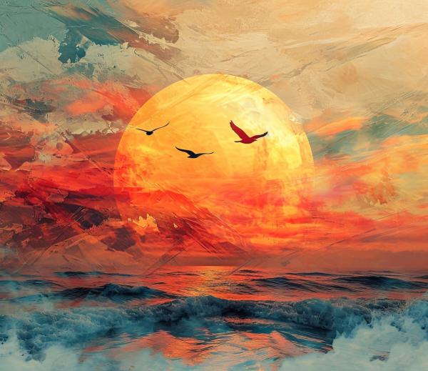 שקיעה רומנטית – יניב גרינברג | תמונה לסלון בסגנון מודרני