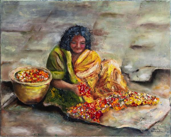 משחילה פרחים – שולי חיימזון | תמונה לסלון בסגנון כפרי