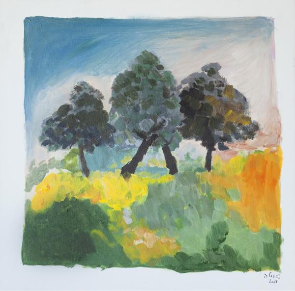 עצים – ברטה מנחם | תמונה לסלון בסגנון כפרי