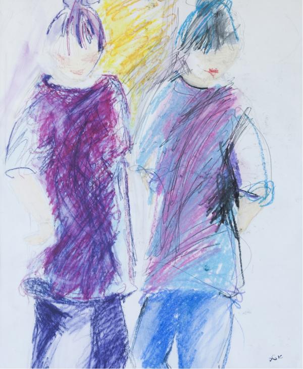 שני חברות – ברטה מנחם | תמונה לסלון בסגנון מודרני