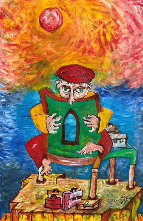 במבט חודר – טוביה פרילינג | תמונה לסלון בסגנון סוריאליסטי