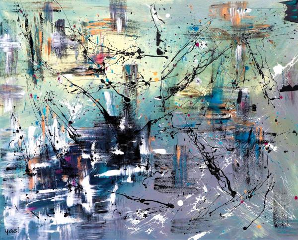 מופשט בצבעים – יעל ארט | תמונה לסלון בסגנון מודרני