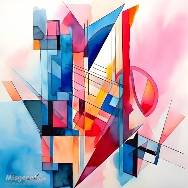 אקוורל מופשט גאומטרי