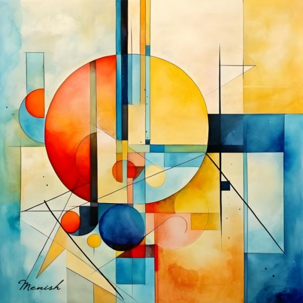 אקוורל מופשט גאומטרי