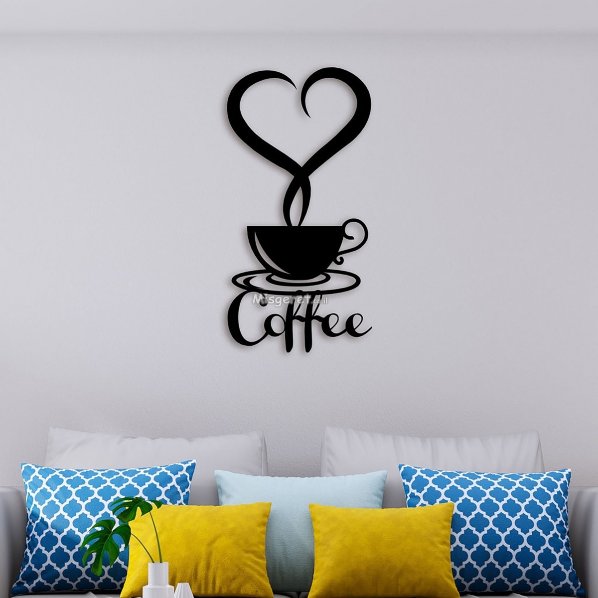 תמונת מתכת כוס קפה באהבה
