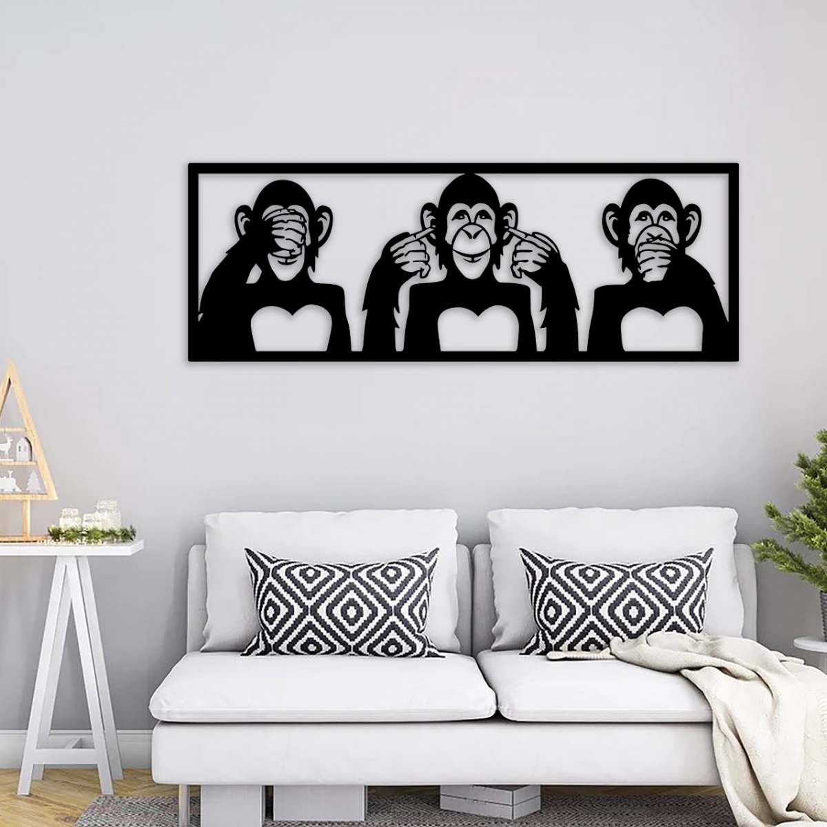 תמונת מתכת שלושת הקופים החכמים