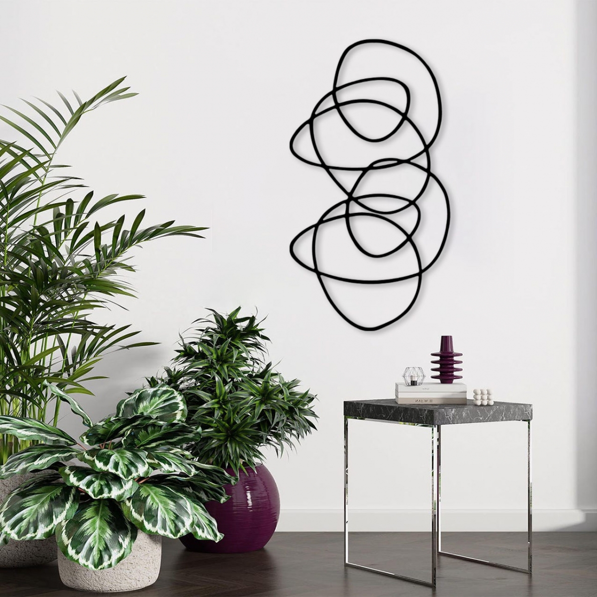 תמונת מתכת גאומטריית סלסולים