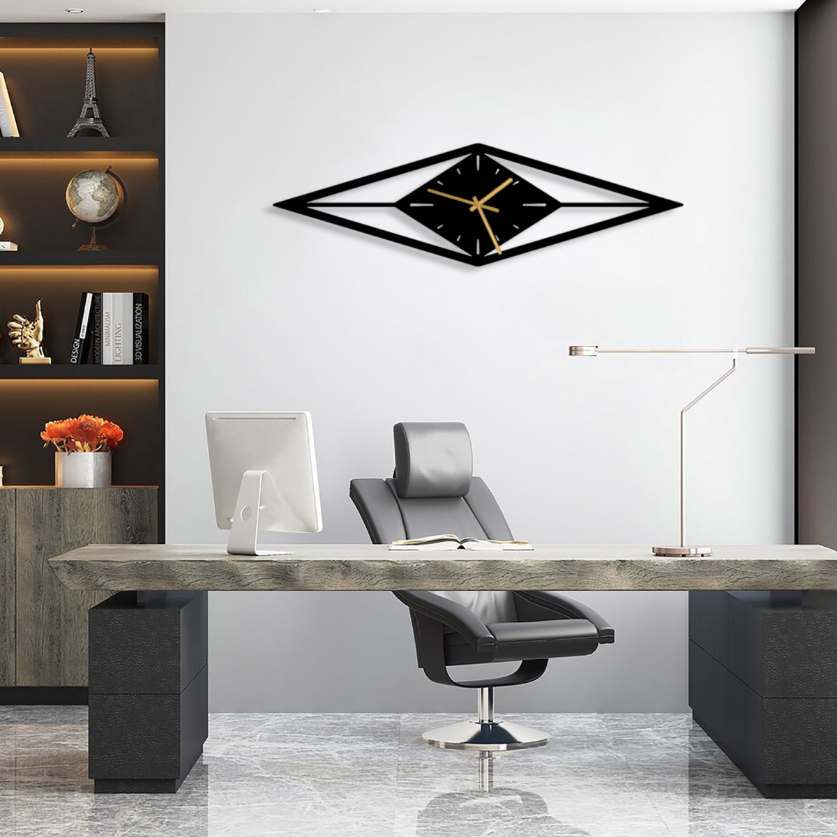 שעון קיר מעוין אופקי או אנכי