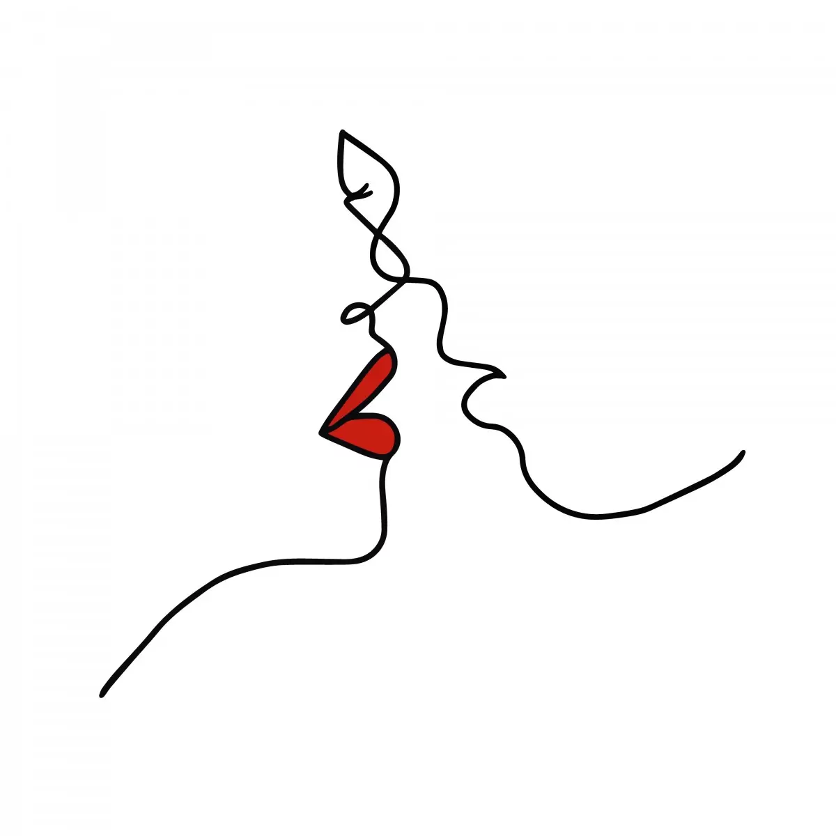 חתום בנשיקה - ציור בקו - Artpicked Modern - סלון בסגנון מינימליסטי ציור בקו אחד  - מק''ט: 376383