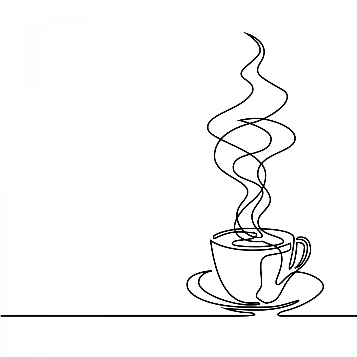 כוס קפה בקו אחד מתמשך - Artpicked Modern - תמונות למשרד בסגנון נורדי נקי ציור בקו אחד  - מק''ט: 376390