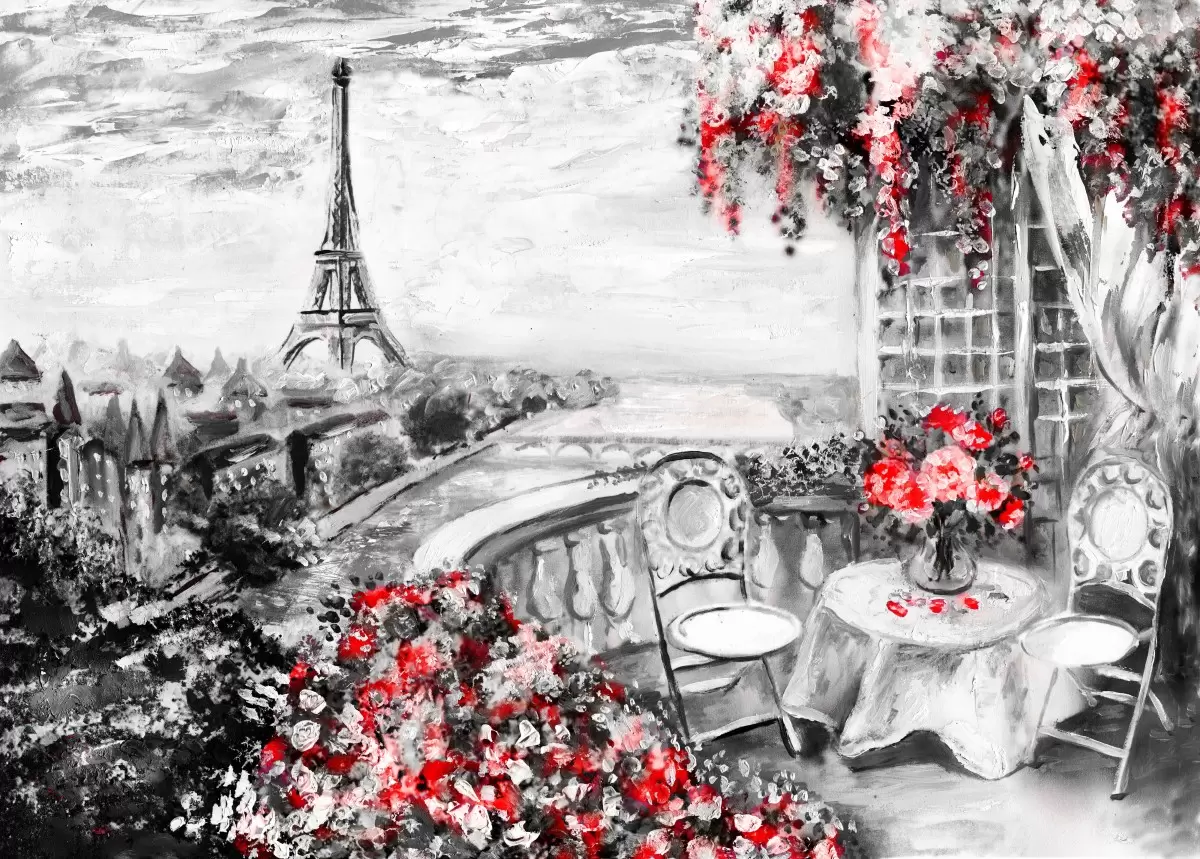 מרפסת רומנטית בפאריז - Artpicked Modern - תמונות אורבניות לסלון  - מק''ט: 376465