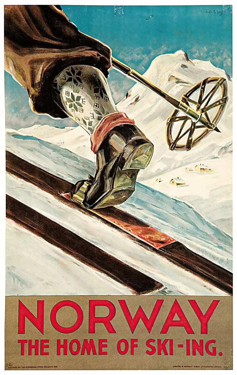 נורווגיה סקי רטרו - Artpicked Modern - פוסטרים בסגנון וינטג' כרזות וינטג' של מקומות בעולם  - מק''ט: 438951