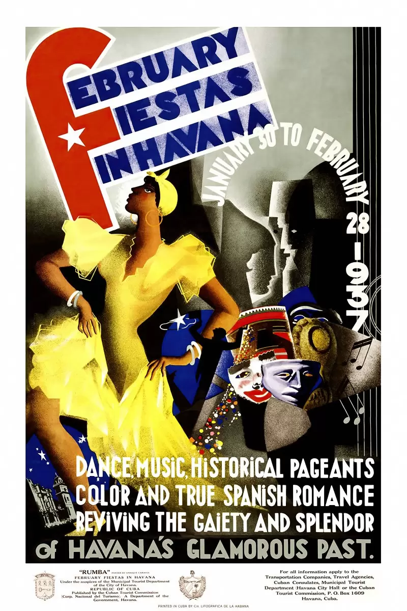 February fiestas in Havana - Artpicked Modern - תמונות לחדר שינה נוער פוסטרים בסגנון וינטג' כרזות וינטג' של מקומות בעולם  - מק''ט: 438973