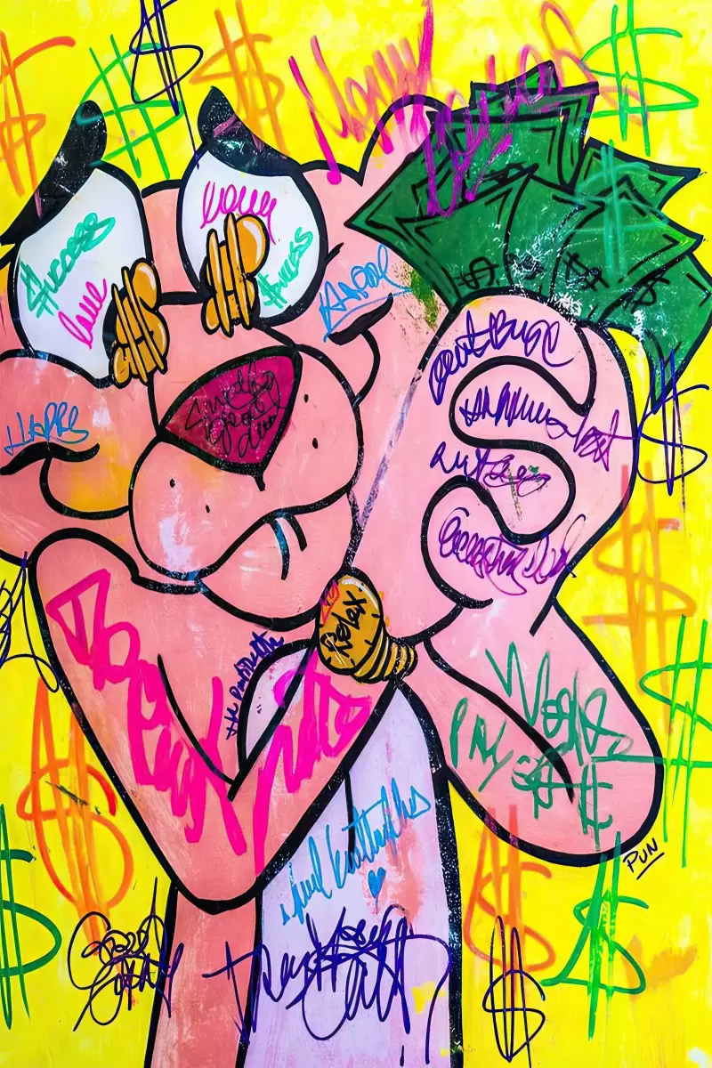 הפנתר הורוד פופ ארט II – Artpicked Modern | תמונה לסלון בסגנון מודרני