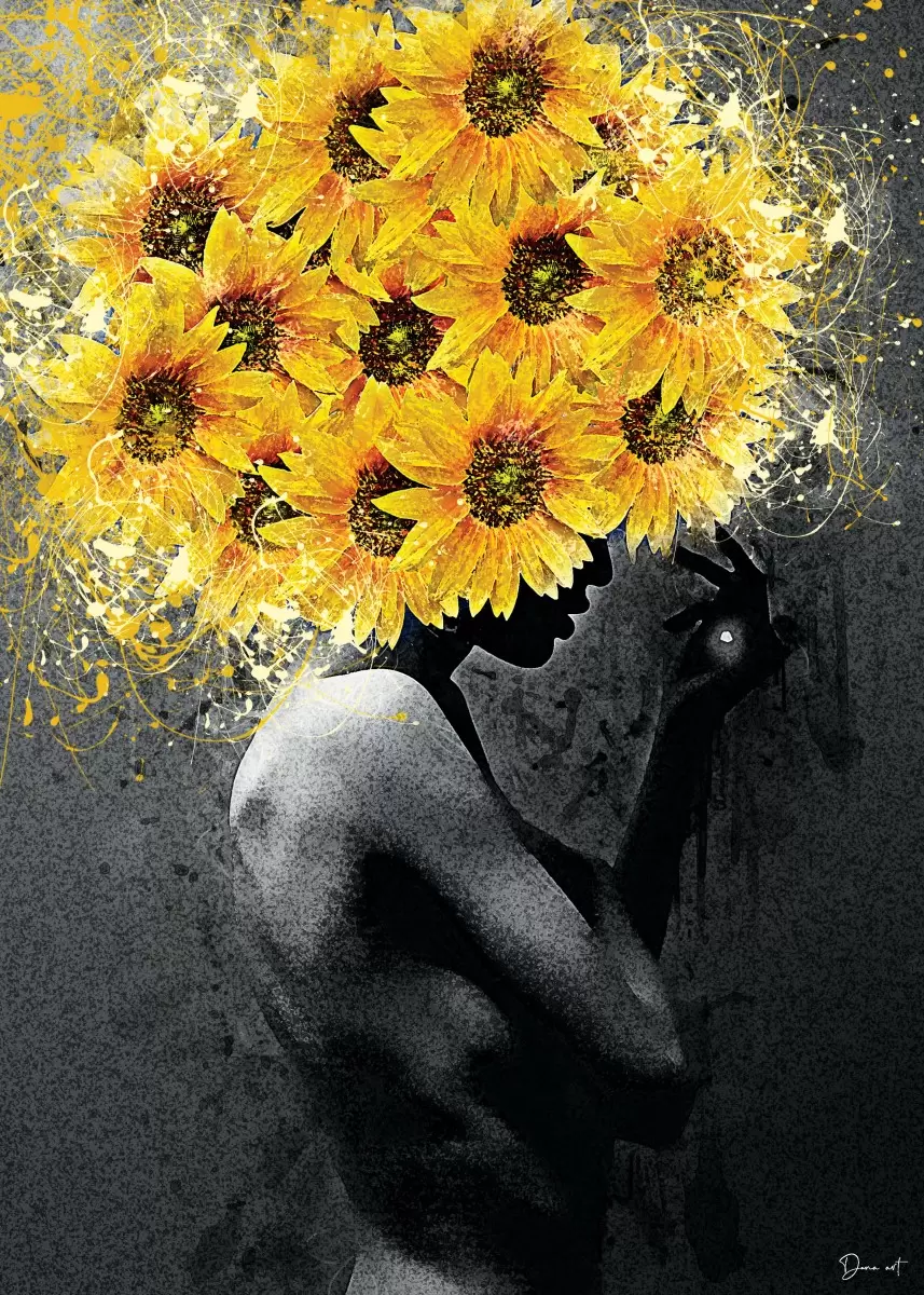 SUNFLOWER – דנה לוין חזיזה | תמונה לסלון בסגנון מודרני