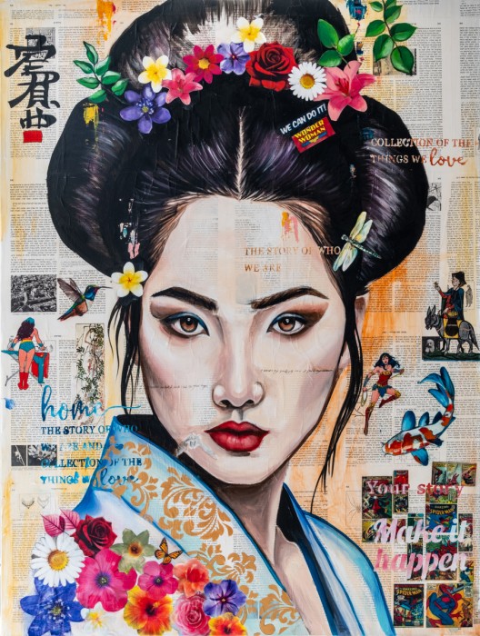 יפנית עם כתר פרחים