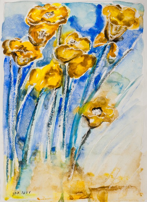 חלמוניות על רקע כחול