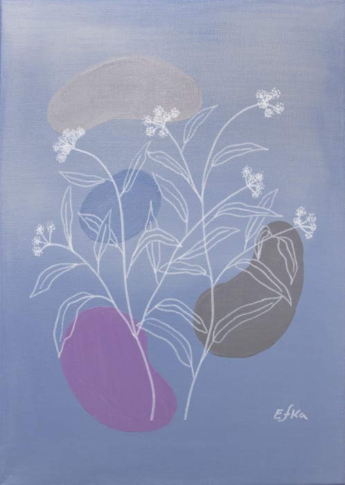 איור בוטני על כתמי צבע