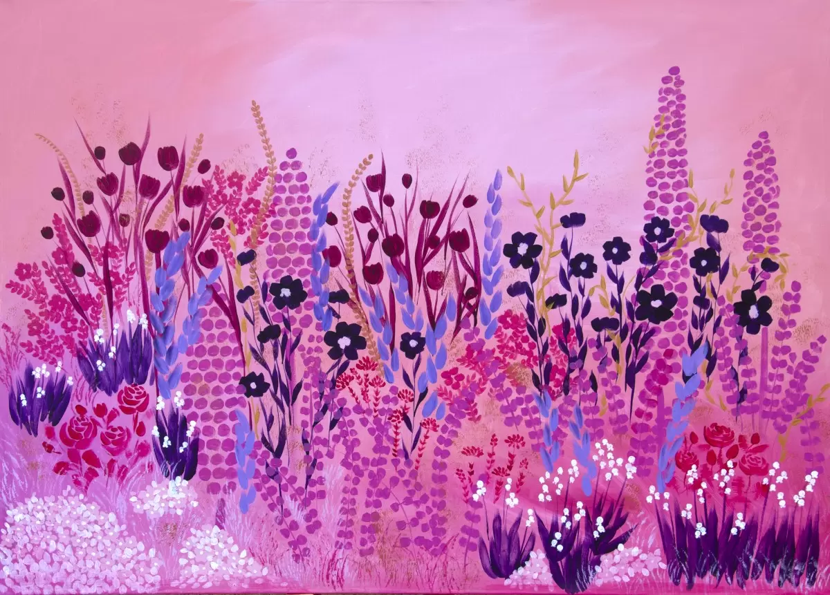 אוברדוז של פרחים בורוד #1 - אפרת כספי - תמונות אווירה אבסטרקט פרחוני ובוטני  - מק''ט: 421729
