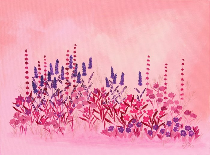 שדה פורח בורוד וסגול