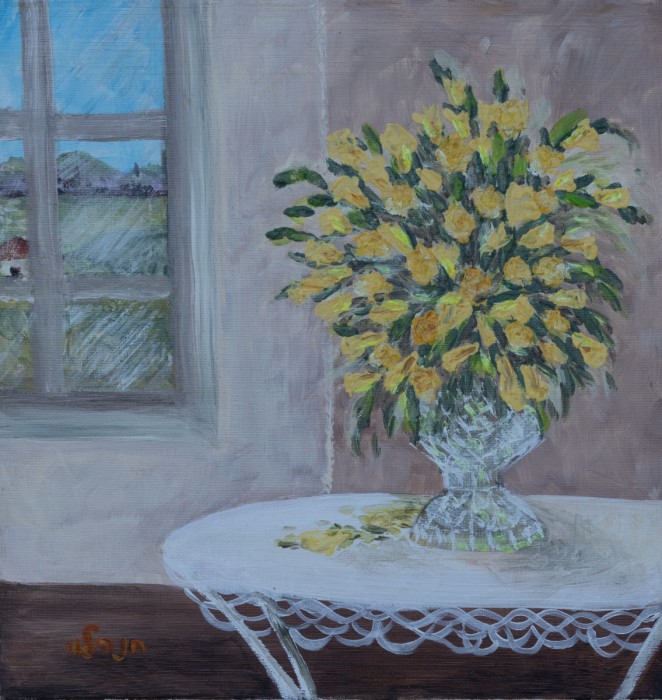 אגרטל ורדים צהובים