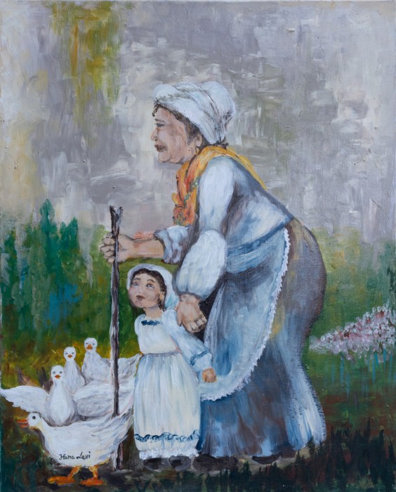 סבתא נכדה ואווזים