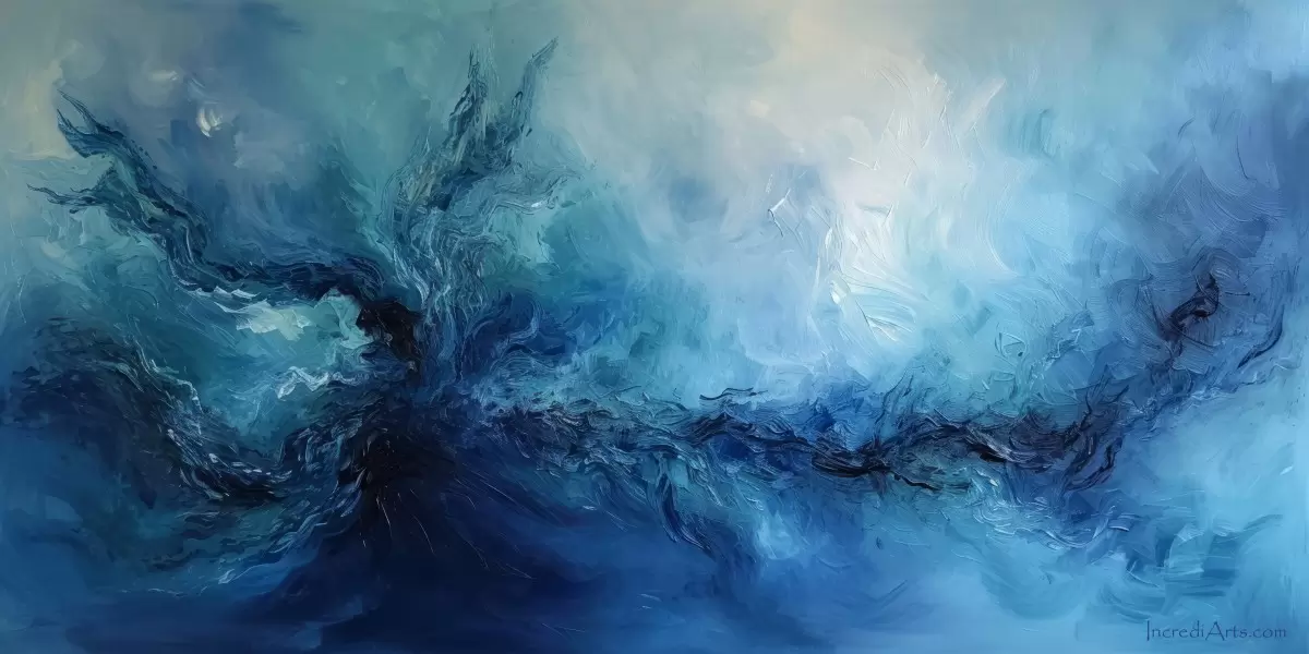 התפרצות כחולה - יובל אמיר - תמונות ים ושמים לסלון אבסטרקט מופשט מודרני  - מק''ט: 463035