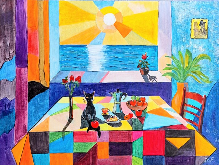 החתול על השולחן