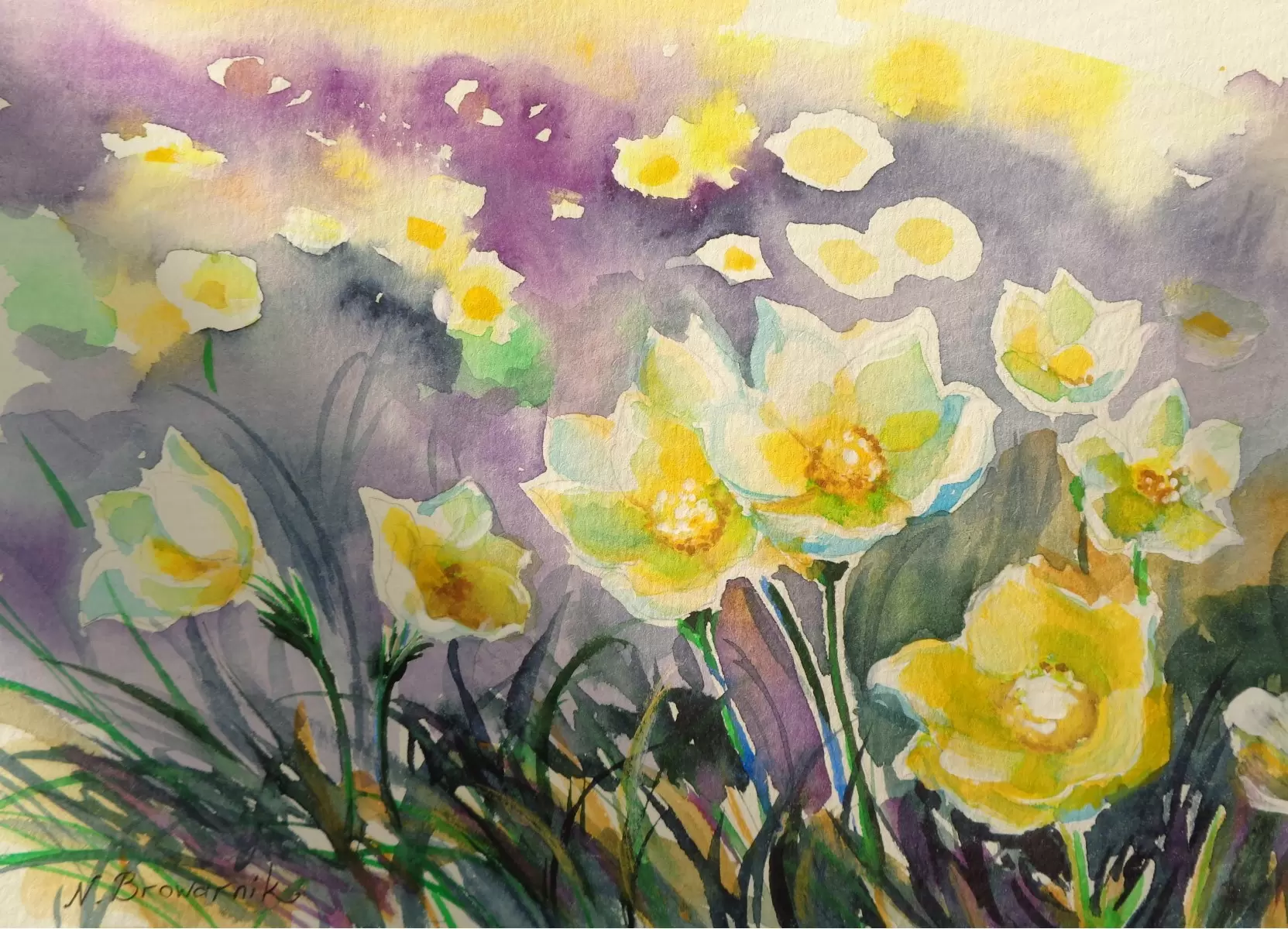 פרחים ראשונים - נטליה ברברניק - צבעי מים  - מק''ט: 330517