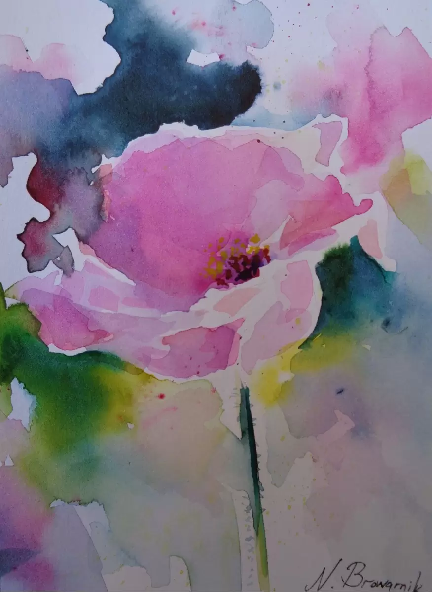 פרח - נטליה ברברניק - צבעי מים  - מק''ט: 330602