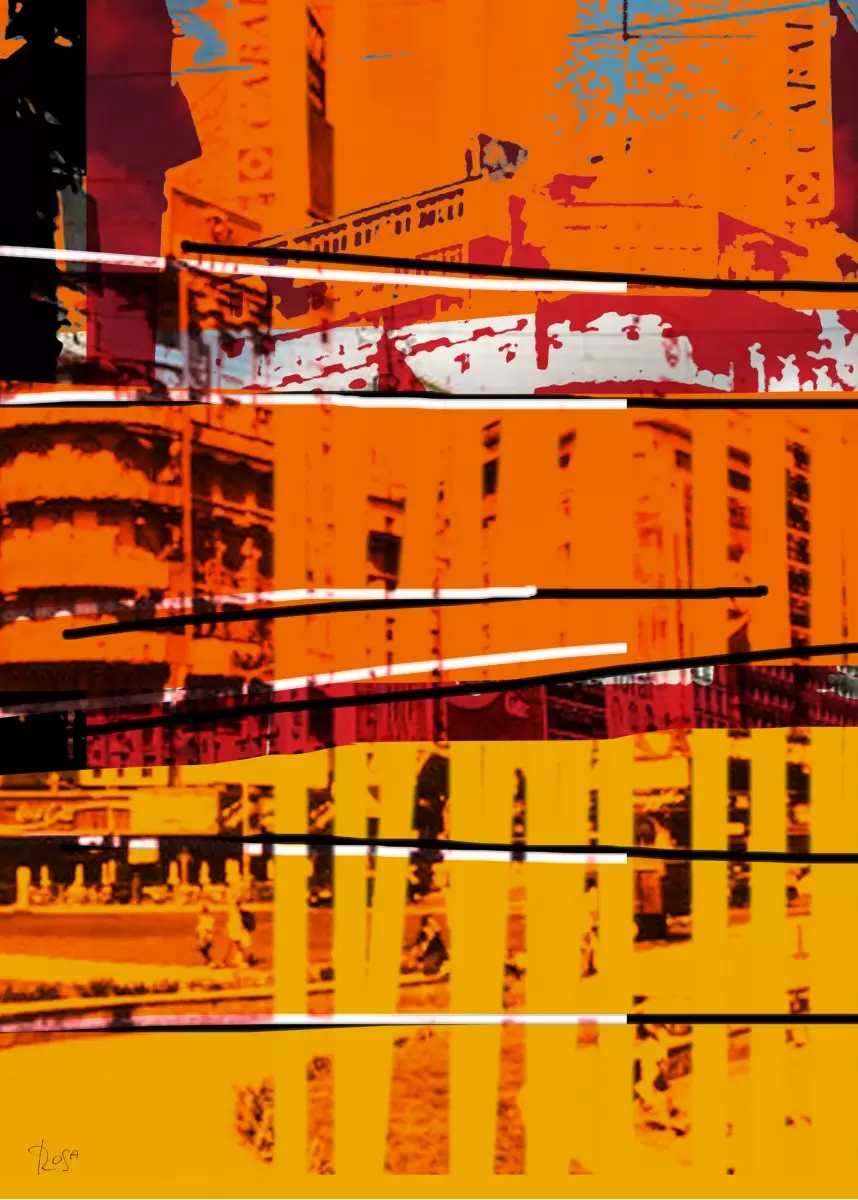 פינת רחוב 3 - רוזה לשצ'ינסקי - תמונות אורבניות לסלון מופשט גיאומטרי קווים סטים בסגנון מודרני  - מק''ט: 203695