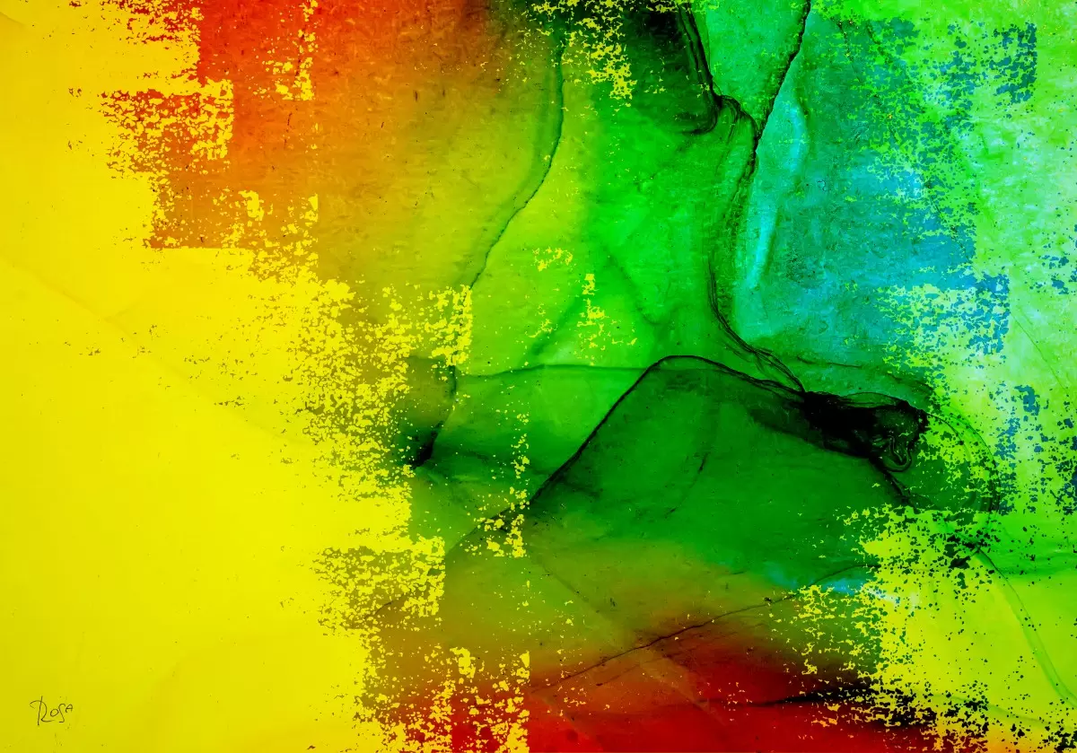 מפגש - רוזה לשצ'ינסקי - תמונות אווירה אבסטרקט בצבעי מים  - מק''ט: 203793