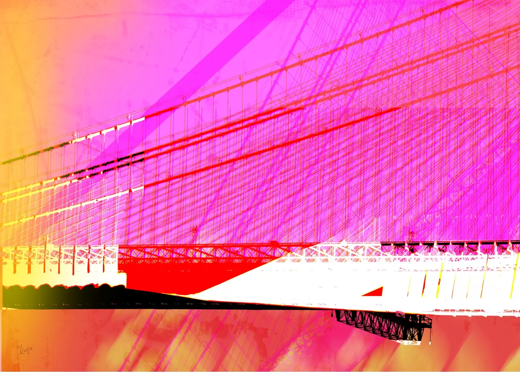 גשר ורוד - רוזה לשצ'ינסקי - תמונות אורבניות לסלון אבסטרקט מודרני  - מק''ט: 203852