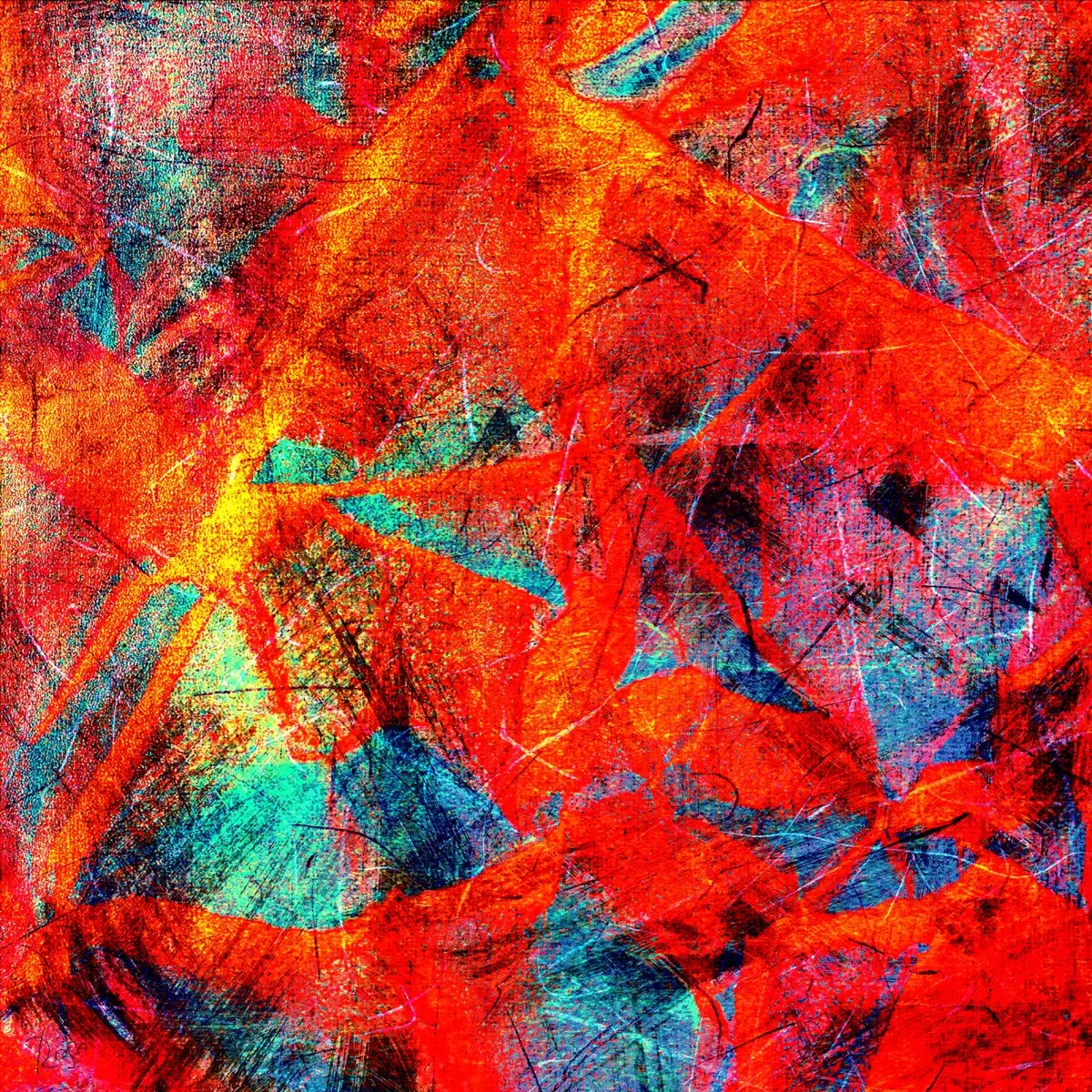 נוף אדום 2 - רוזה לשצ'ינסקי - תמונות צבעוניות לסלון אבסטרקט מודרני  - מק''ט: 283008