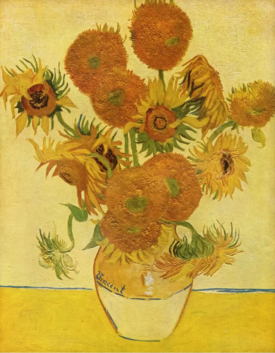 החמניות - Vase with Sunflowers - וינסנט ואן גוך - תמונות למטבח כפרי סגנון אימפרסיוניסטי  - מק''ט: 115482