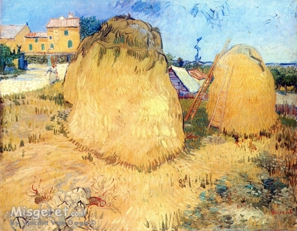 Haystacks near a Farm