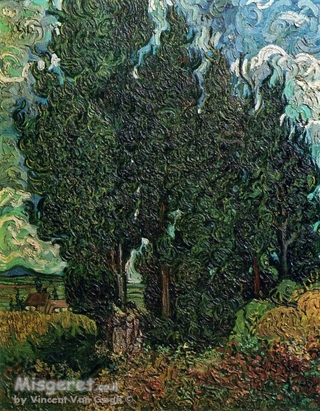 Cypresses with two figure