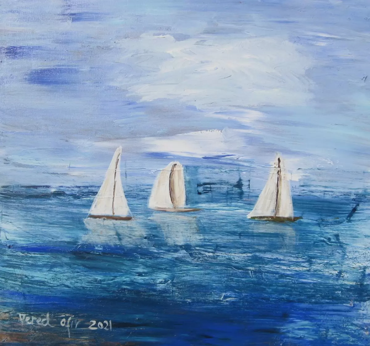 סירות בים - ורד אופיר - תמונות ים ושמים לסלון  - מק''ט: 375142