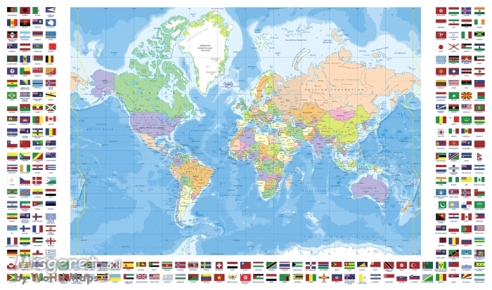מפת העולם עם דגלים
