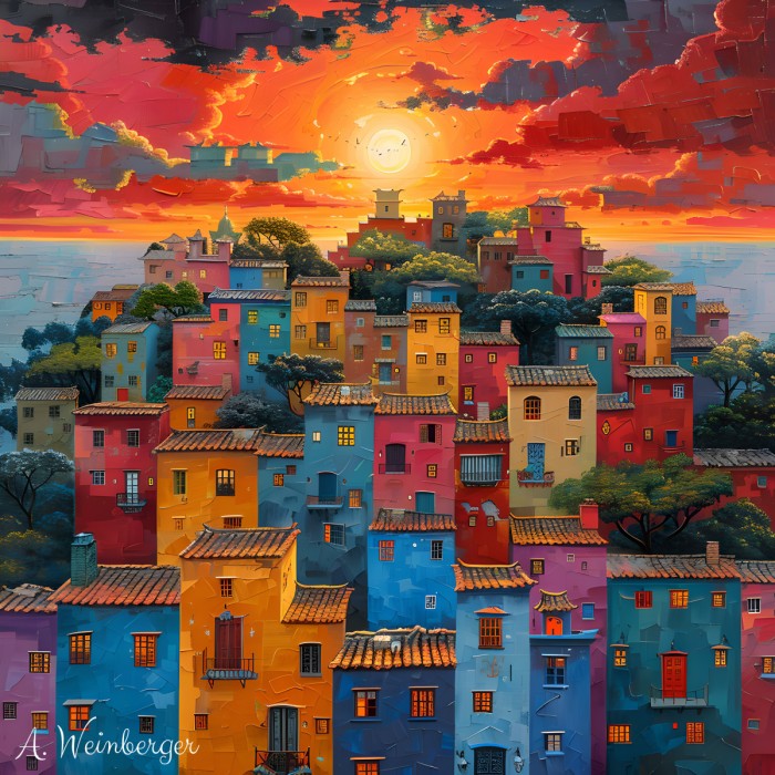 מבנים צבעוניים בשקיעה