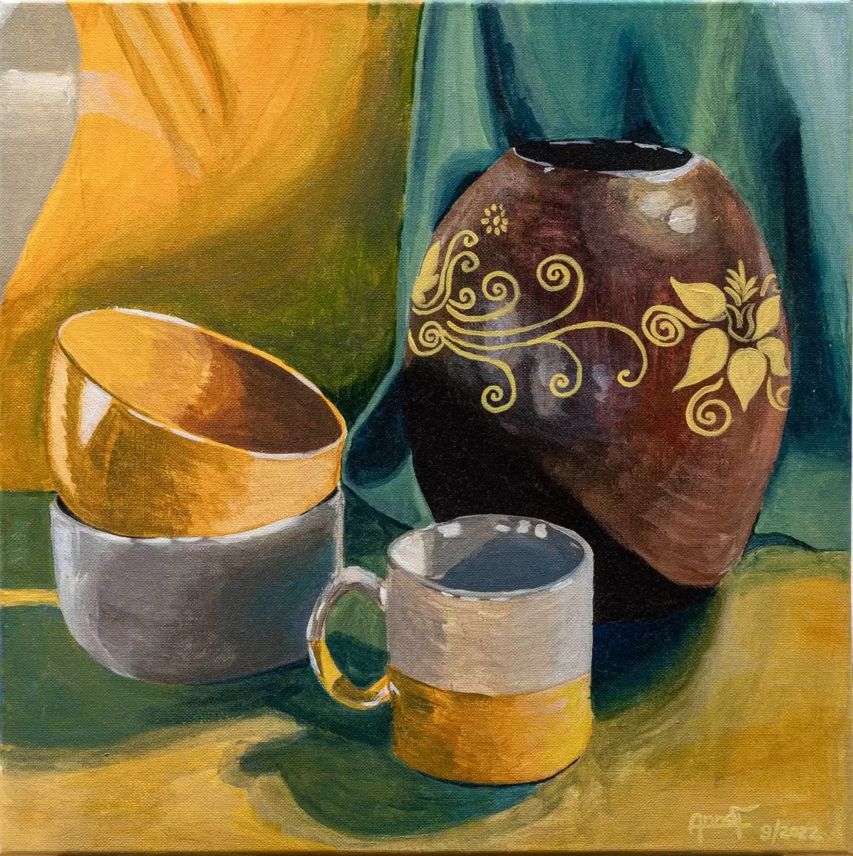Brown vase – Anna Forsuk | תמונה לסלון בסגנון כפרי