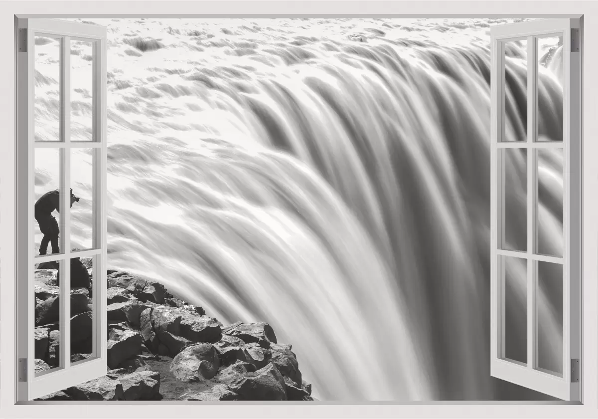מפל מים - Artpicked Windows - תמונות שחור לבן  - מק''ט: 337420