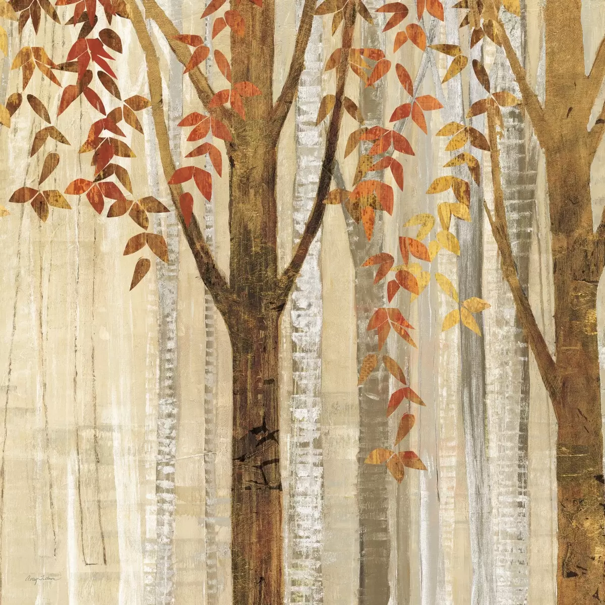 בין עצי שלכת II - Avery Tillmon - תמונות לחדר שינה שלו ורגוע אבסטרקט פרחוני ובוטני  - מק''ט: 385528